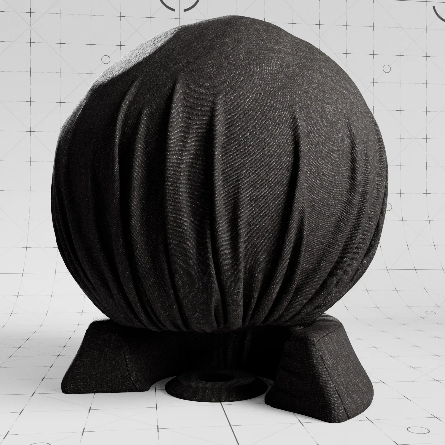 Close-up render of classic black jean fabric