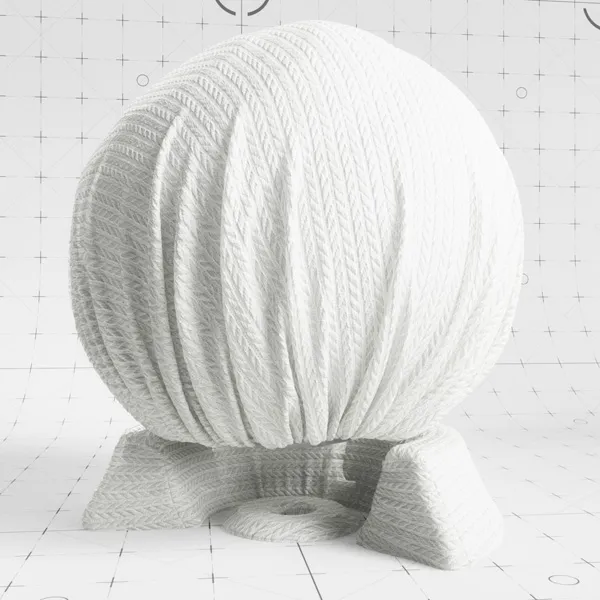 White braided pique fabric applied to a material preview sphere