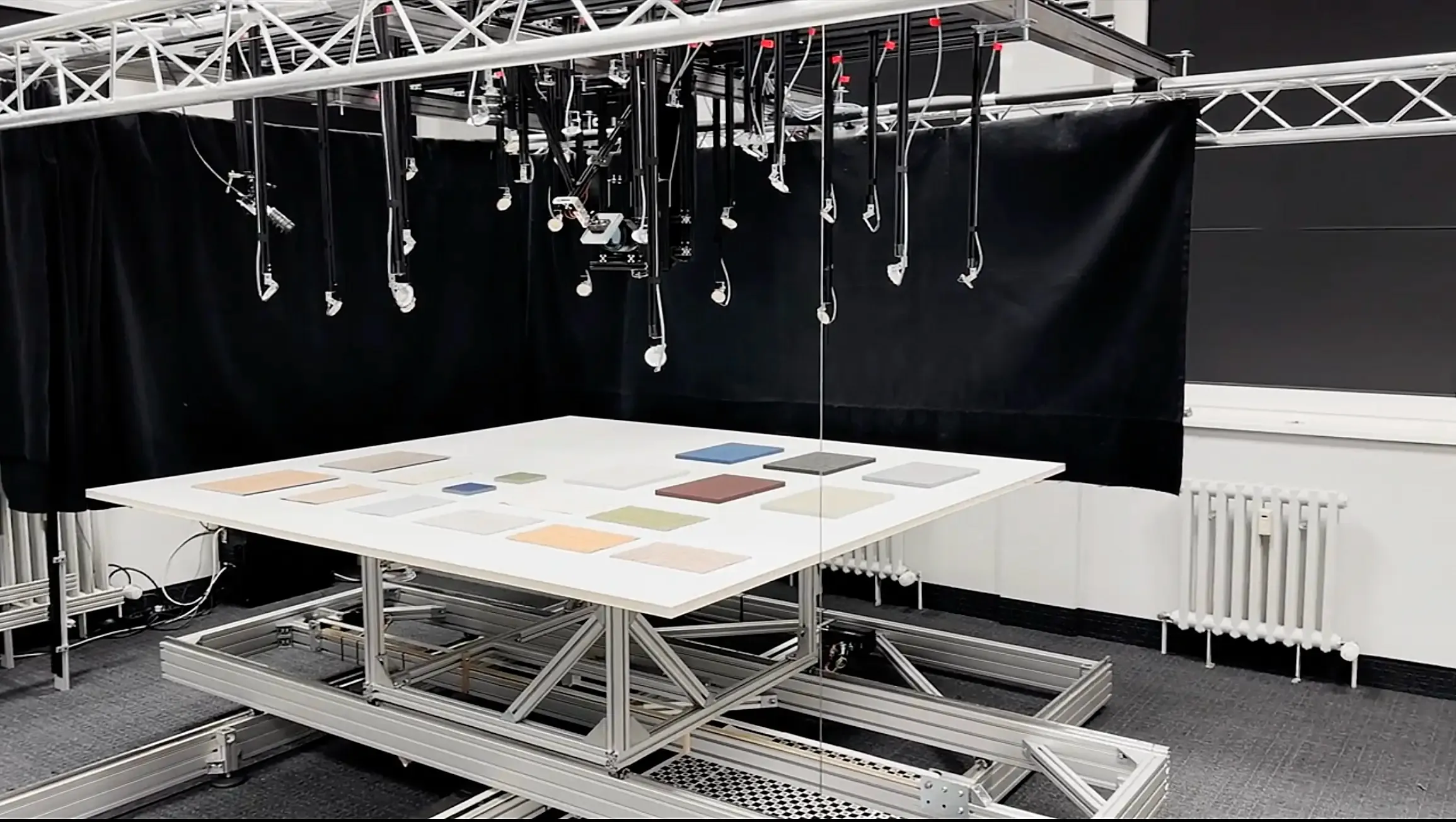 The custom-built material scanner used to capture fabric surfaces
